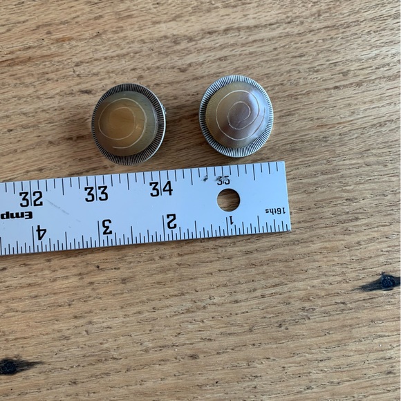 Antique Topaz Silver Button‎ Earrings Pierced Women’s Preloved - Picture 2 of 4